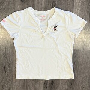 🩵Disney Women's White Top Embroided Minnie Mouse Cute Casual Gurly Disneyland